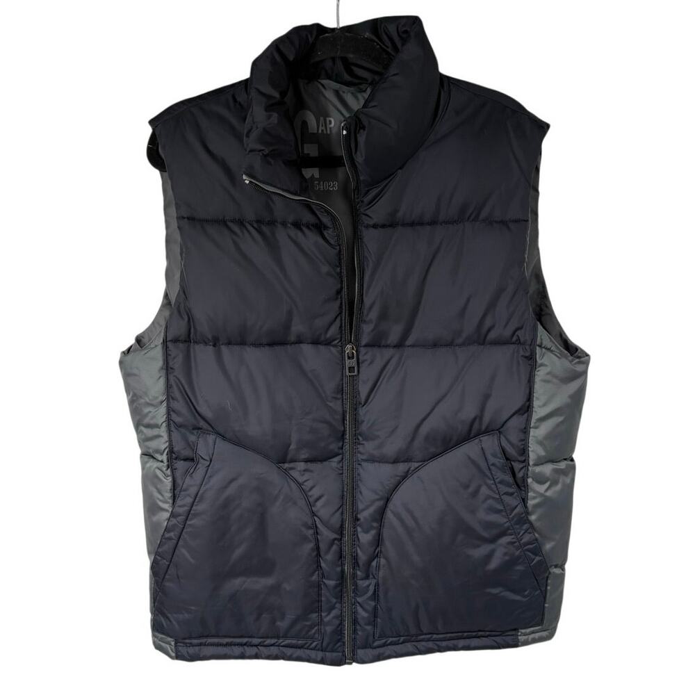 Gap Quilted Puffer Vest Black Gray Mens M Warmest